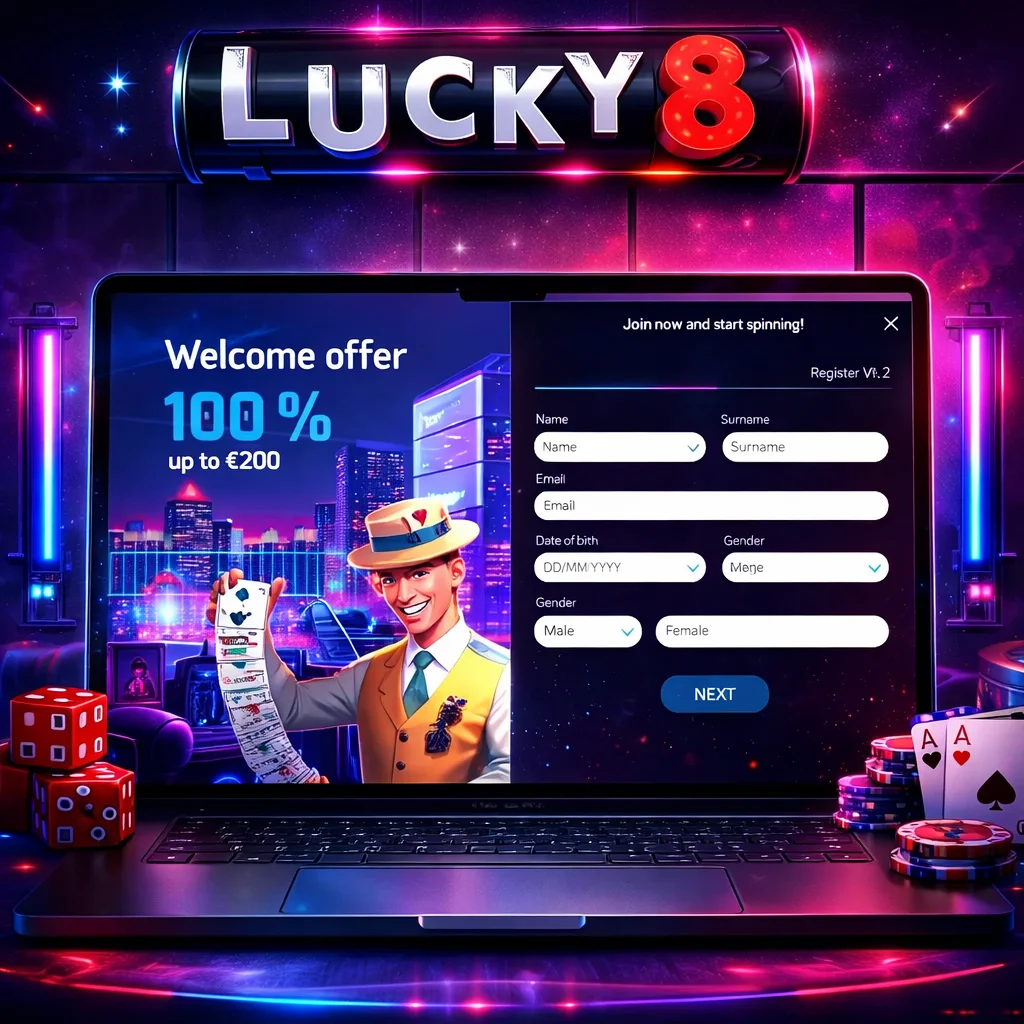 Page de connexion Lucky8 avec formulaire de login sécurisé