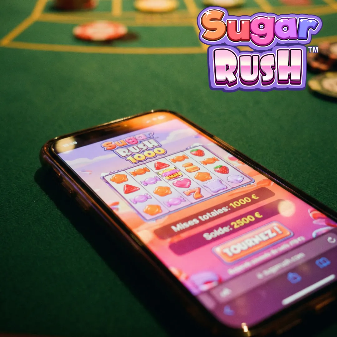 Grille 7x7 du slot Sugar Rush 1000 montrant une combinaison cluster pays avec des bonbons identiques adjacents